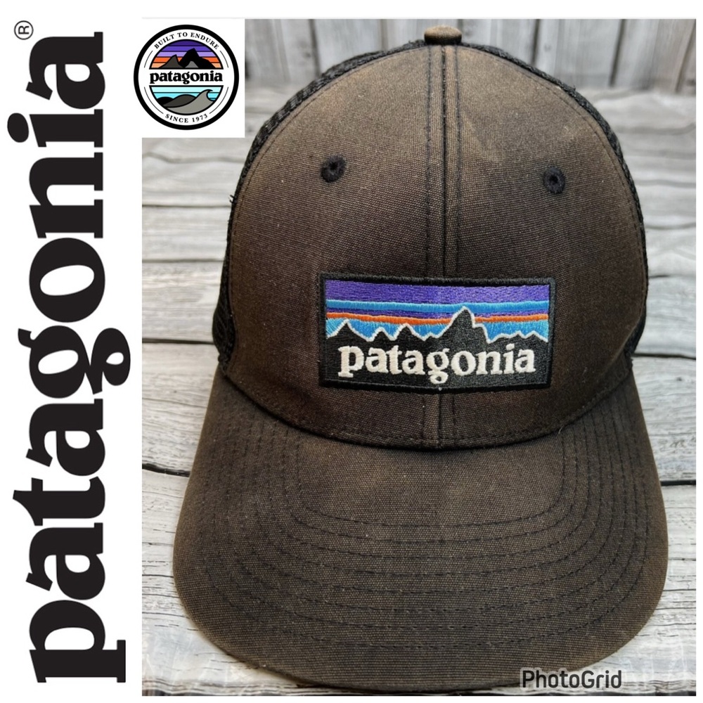 PATAGONIA VINTAGE LOOK SUN BLEACHED BLACK BASEBALL CAP WITH MESH BACK